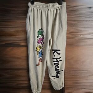 Y2k Vtg Keith Haring Joggers Boho Whimsigoth Women Small WOW Crazy Men Dancer